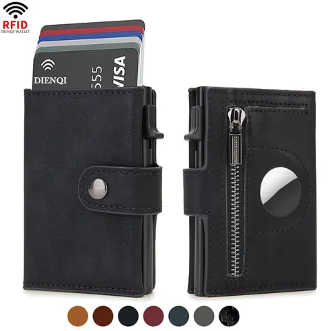 Slim RFID wallet with AirTag pocket