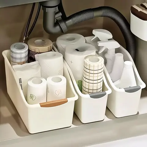 Slim under-sink storage bins